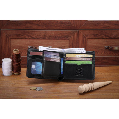 Δερμάτινο πορτοφόλι Bull Captain QB07 new μαύρο