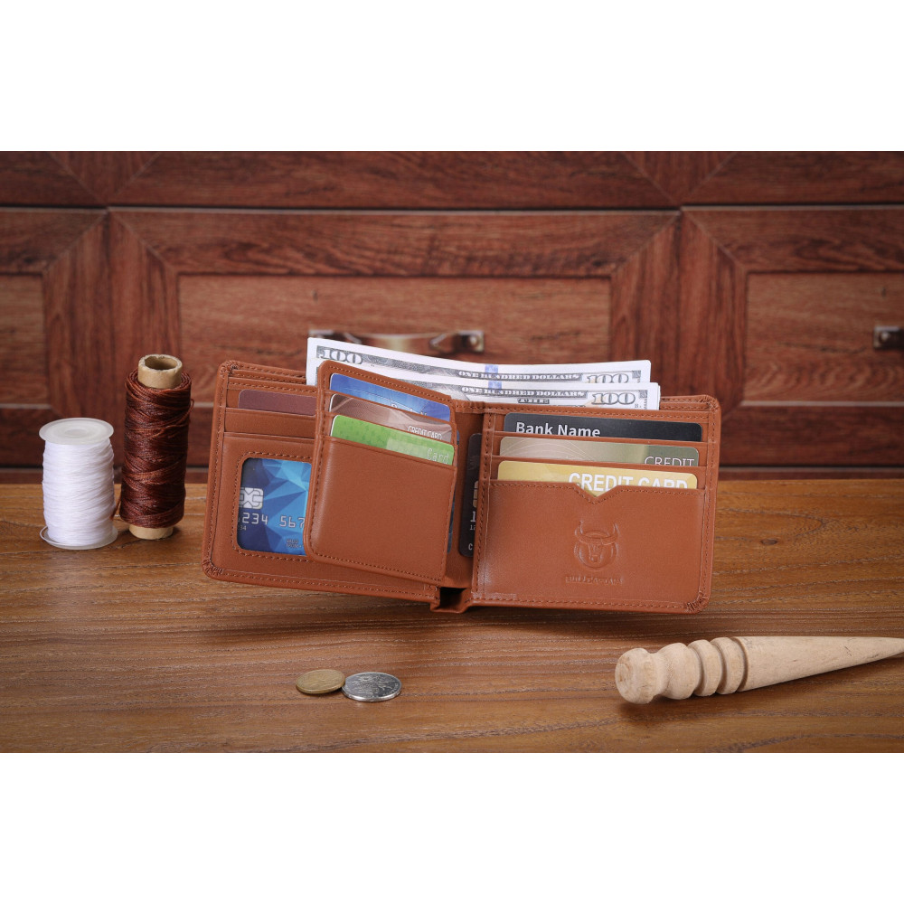 Δερμάτινο πορτοφόλι Bull Captain QB07 new καφέ