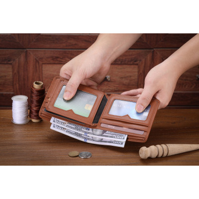 Δερμάτινο πορτοφόλι Bull Captain QB07 new καφέ