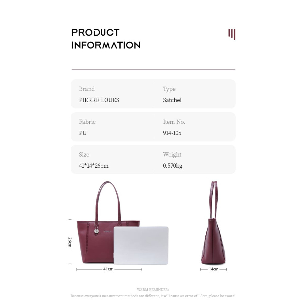 Γυναικεία Τσάντα Ώμου Shopper Pierre Loues PL914-105 μπορντό Γυναικεία Τσάντα Ώμου Shopper Pierre Loues PL914-105 μπορντό