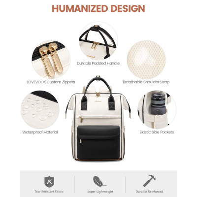 Γυναικείο Σακίδιο με USB Lovevook 15,6'' MB2146 beige/black Γυναικείο Σακίδιο με USB Lovevook 15,6'' MB2146 beige/black