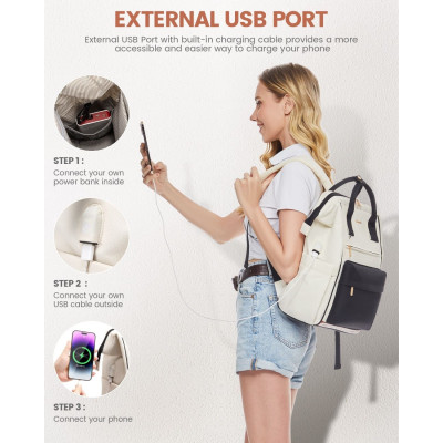 Γυναικείο Σακίδιο με USB Lovevook 15,6'' MB2146 beige/black Γυναικείο Σακίδιο με USB Lovevook 15,6'' MB2146 beige/black