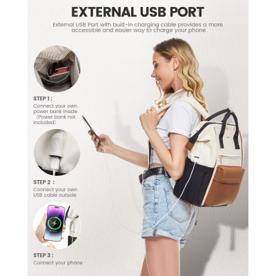 Γυναικείο Σακίδιο USB Lovevook 15,6&#039;&#039; MB2146 beige/brown/black