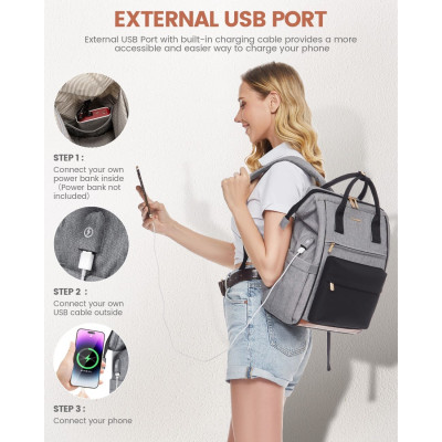 Γυναικείο Σακίδιο με USB Lovevook 15,6&#039;&#039; MB2146 gray/black