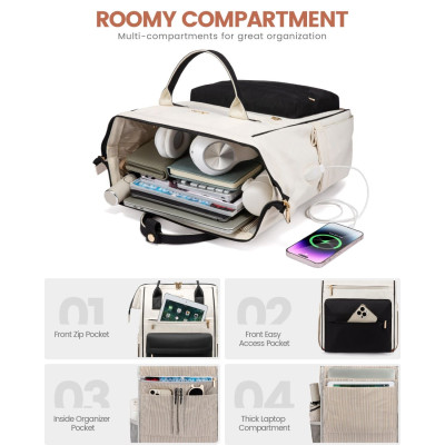 Γυναικείο Σακίδιο με USB Lovevook 15,6'' MB2146 beige/black Γυναικείο Σακίδιο με USB Lovevook 15,6'' MB2146 beige/black