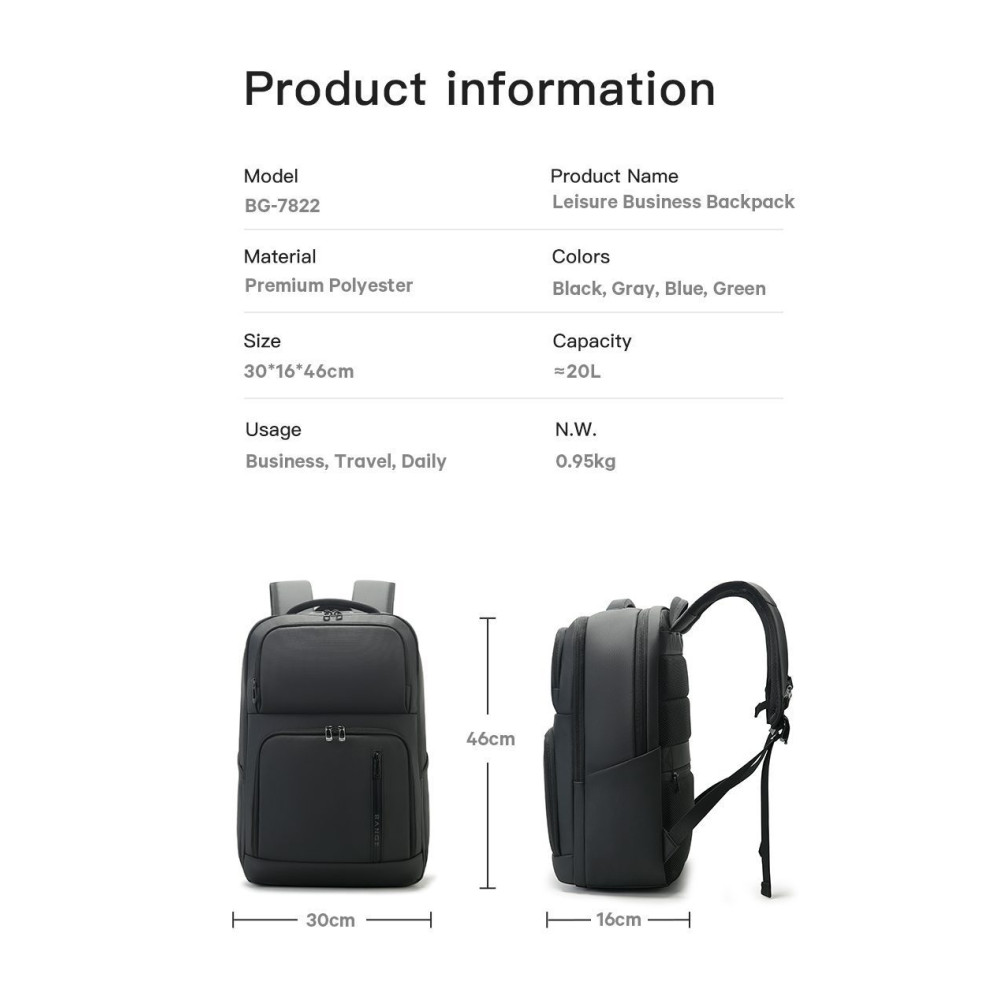 Σακίδιο πλάτης 20L Laptop 15,6” Bange 7822 μαύρο Σακίδιο πλάτης 20L Laptop 15,6” Bange 7822 μαύρο