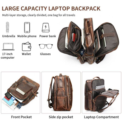 Δερμάτινο σακίδιο πλάτης Cardinal 35 L 2330 coffee