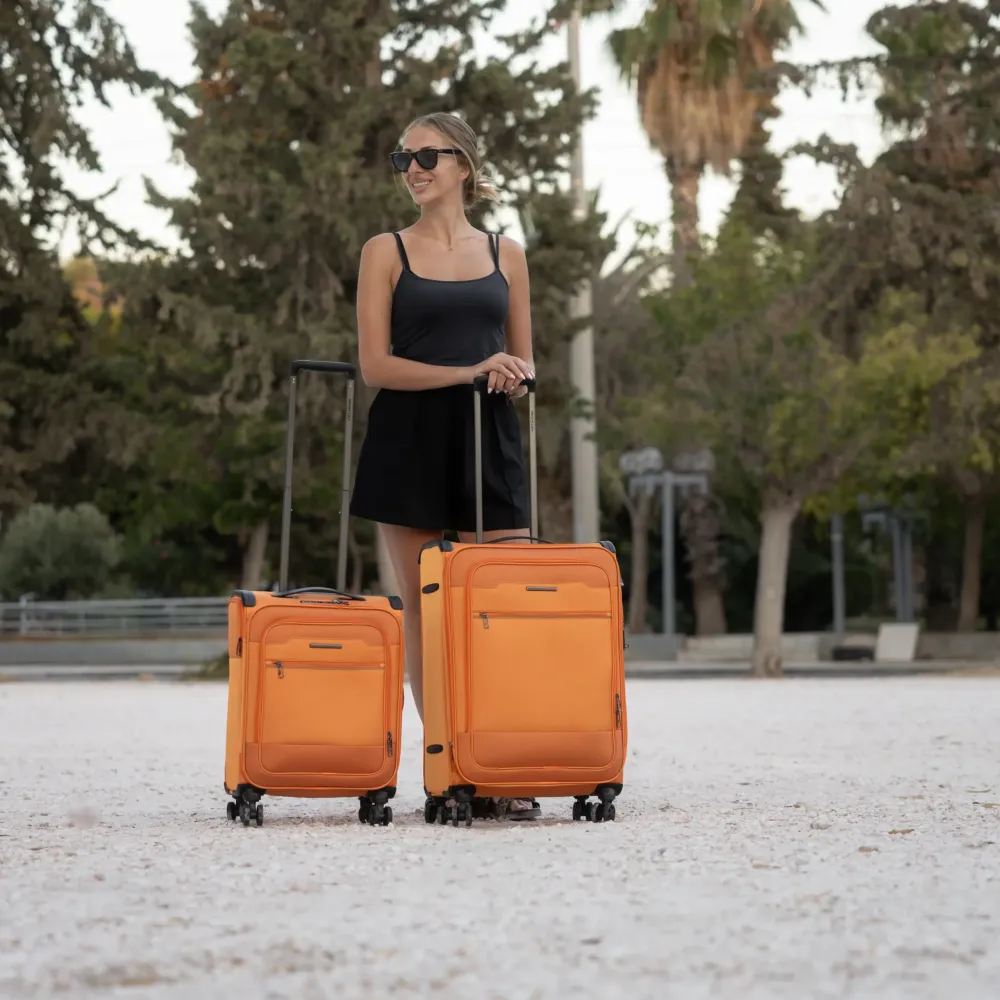 Βαλίτσες Υφασμάτινες σετ Newcom μικρή μεσαία N1510 orange Βαλίτσες Υφασμάτινες σετ Newcom μικρή μεσαία N1510 orange