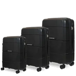 Βαλίτσα σκληρή Newcom (PP) (σετ 3 τεμαχίων) N1595 μαύρο