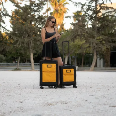 Βαλίτσες Υφασμάτινες σετ Newcom μικρή μεσαία N1618 yellow