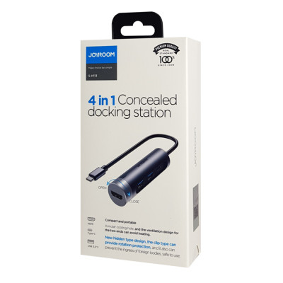 JOYROOM docking station S-H113-DG, 4 θυρών, USB-C, 100W PD, 4K, γκρι JOYROOM docking station S-H113-DG, 4 θυρών, USB-C, 100W PD, 4K, γκρι