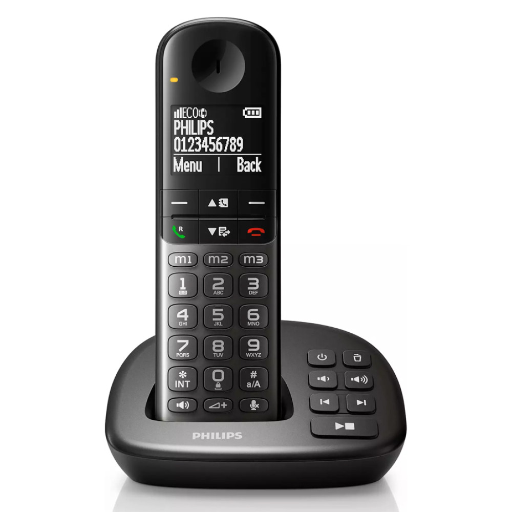 PHILIPS ασύρματο τηλέφωνο XL4951DS/34 ελληνικό μενού, τηλεφωνητής, μαύρο PHILIPS ασύρματο τηλέφωνο XL4951DS/34 ελληνικό μενού, τηλεφωνητής, μαύρο
