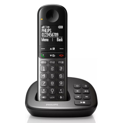 PHILIPS ασύρματο τηλέφωνο XL4951DS/34 ελληνικό μενού, τηλεφωνητής, μαύρο PHILIPS ασύρματο τηλέφωνο XL4951DS/34 ελληνικό μενού, τηλεφωνητής, μαύρο