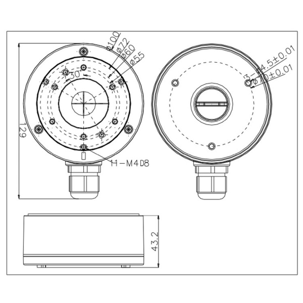 HIKVISION HIWATCH βάση κάμερας DS-1280ZJ-XS, μεταλλική, λευκή HIKVISION HIWATCH βάση κάμερας DS-1280ZJ-XS, μεταλλική, λευκή