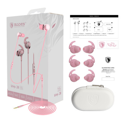 SADES gaming earphones Wings 20 με μικρόφωνο, 3.5mm, Φ12mm, 1.2m, ροζ SADES gaming earphones Wings 20 με μικρόφωνο, 3.5mm, Φ12mm, 1.2m, ροζ