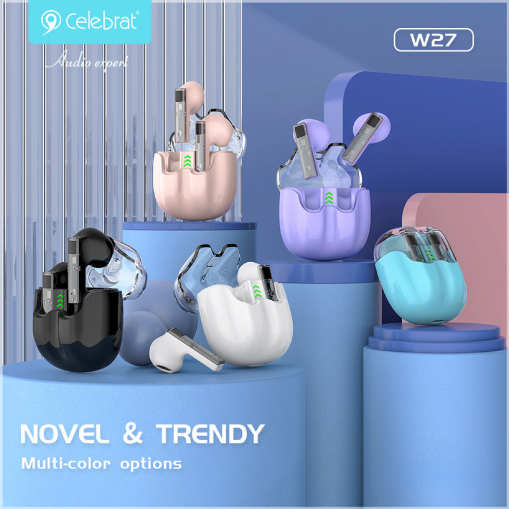 CELEBRAT earphones με θήκη φόρτισης TWS-W27, True Wireless, Φ13mm, λευκά CELEBRAT earphones με θήκη φόρτισης TWS-W27, True Wireless, Φ13mm, λευκά