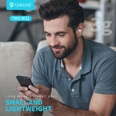 CELEBRAT earphones με θήκη φόρτισης TWS-W32, True Wireless, Φ8mm, λευκά CELEBRAT earphones με θήκη φόρτισης TWS-W32, True Wireless, Φ8mm, λευκά