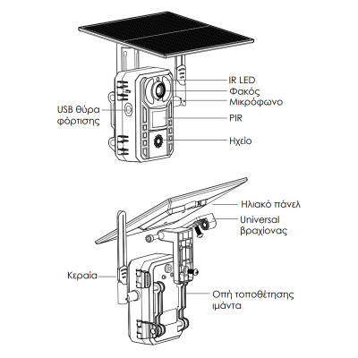 POWERTECH smart ηλιακή κάμερα κυνηγού PT-1178, 4MP, 4G, PIR, SD, IP66 POWERTECH smart ηλιακή κάμερα κυνηγού PT-1178, 4MP, 4G, PIR, SD, IP66