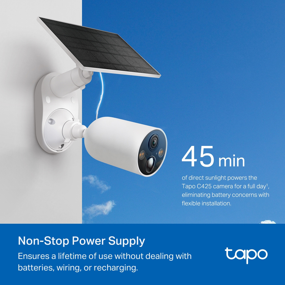 TP-LINK smart ηλιακή κάμερα Tapo C425 KIT, 2K, Wi-Fi, IP66, V.1.20 TP-LINK smart ηλιακή κάμερα Tapo C425 KIT, 2K, Wi-Fi, IP66, V.1.20