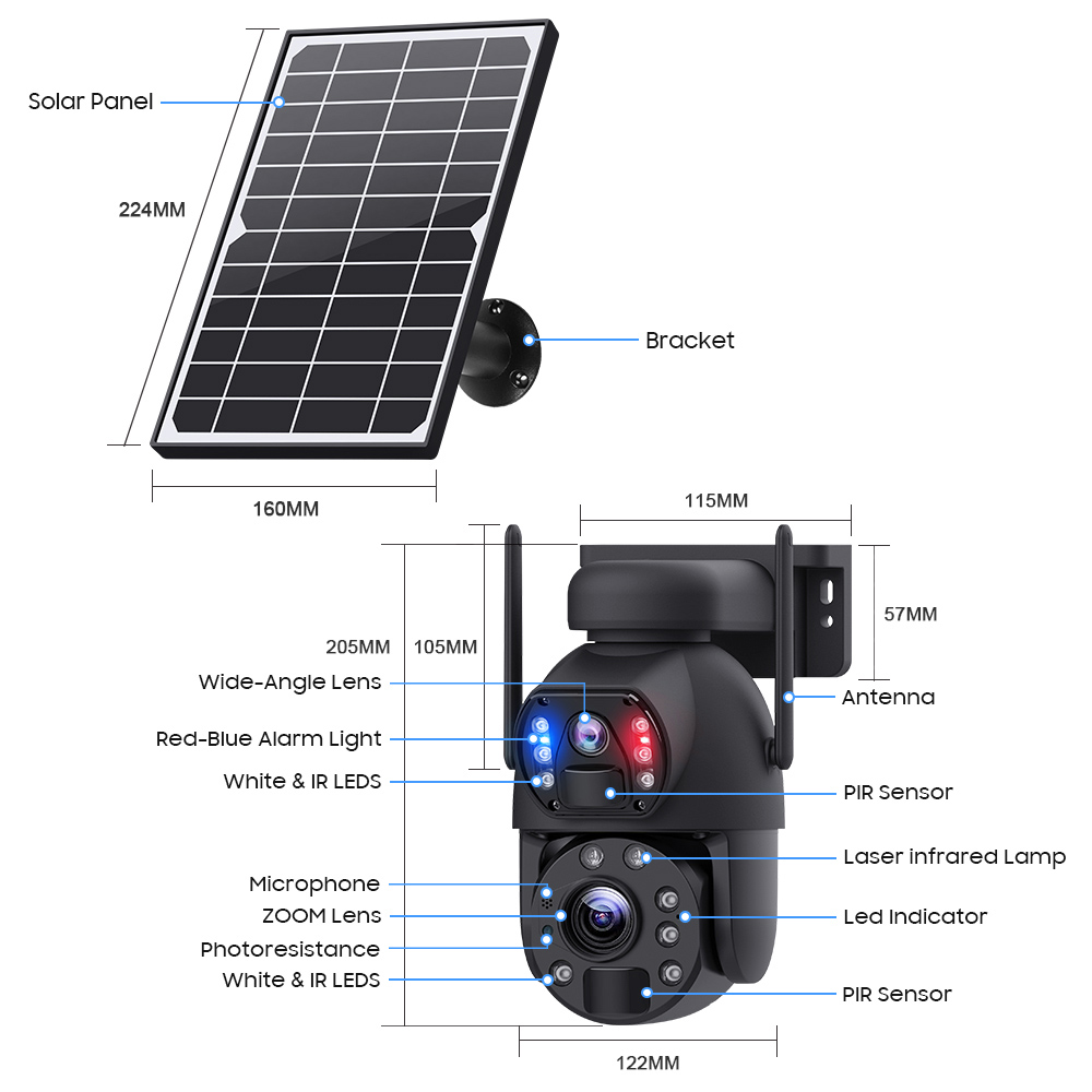 SECTEC smart ηλιακή κάμερα ST-5986M, 3MP dual lens, 20x zoom, WiFi, SD, PTZ SECTEC smart ηλιακή κάμερα ST-5986M, 3MP dual lens, 20x zoom, WiFi, SD, PTZ