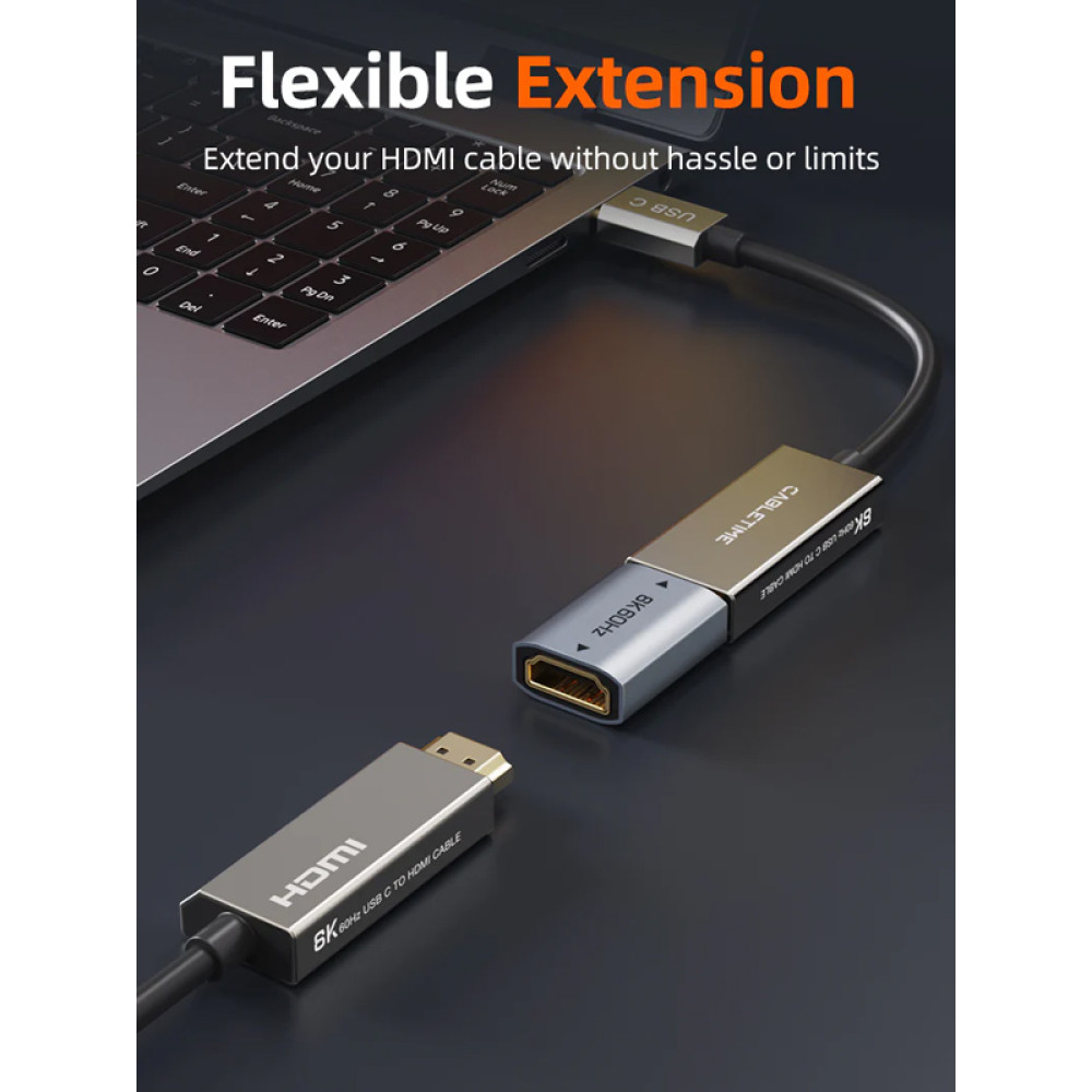 CABLETIME αντάπτορας HDMI CT-HEF8K-AG, 8K/60Hz, 4K/120Hz, 48 Gbps, γκρι CABLETIME αντάπτορας HDMI CT-HEF8K-AG, 8K/60Hz, 4K/120Hz, 48 Gbps, γκρι
