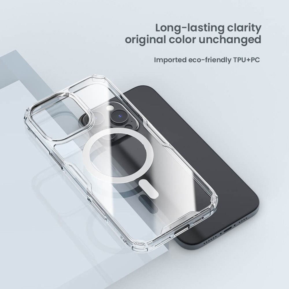 NILLKIN θήκη Nature TPU Pro Magnetic για iPhone 16 Pro Max, διάφανη-μπλε NILLKIN θήκη Nature TPU Pro Magnetic για iPhone 16 Pro Max, διάφανη-μπλε