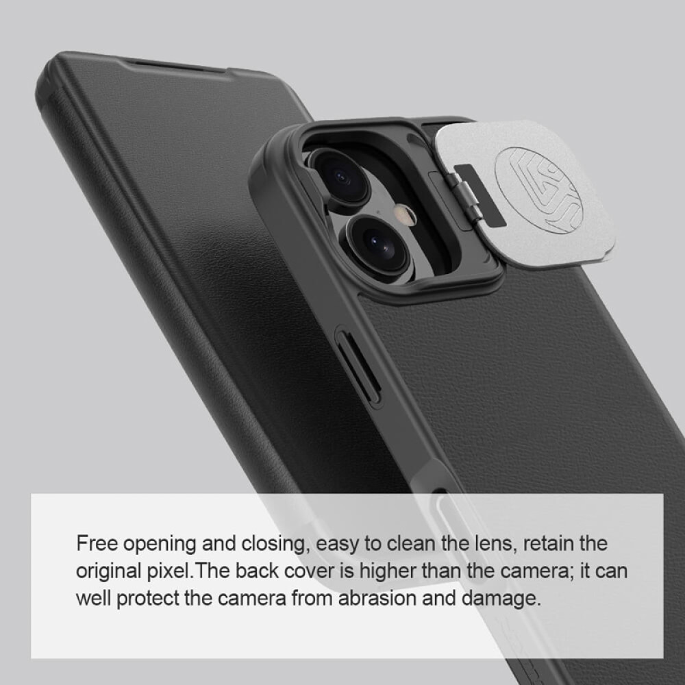 NILLKIN θήκη Qin Prop Leather για iPhone 16, δερμάτινη, μαύρη NILLKIN θήκη Qin Prop Leather για iPhone 16, δερμάτινη, μαύρη