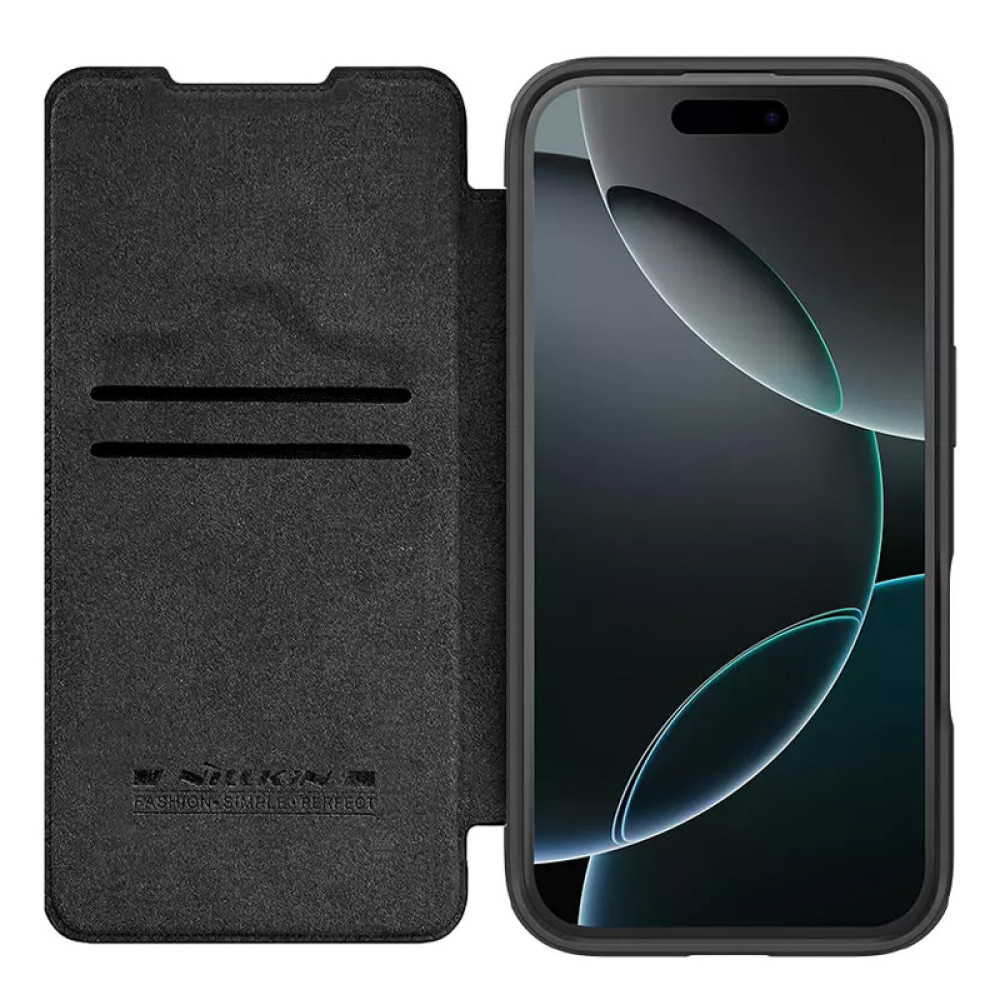 NILLKIN θήκη Qin Prop Leather για iPhone 16 Pro, δερμάτινη, μαύρη NILLKIN θήκη Qin Prop Leather για iPhone 16 Pro, δερμάτινη, μαύρη