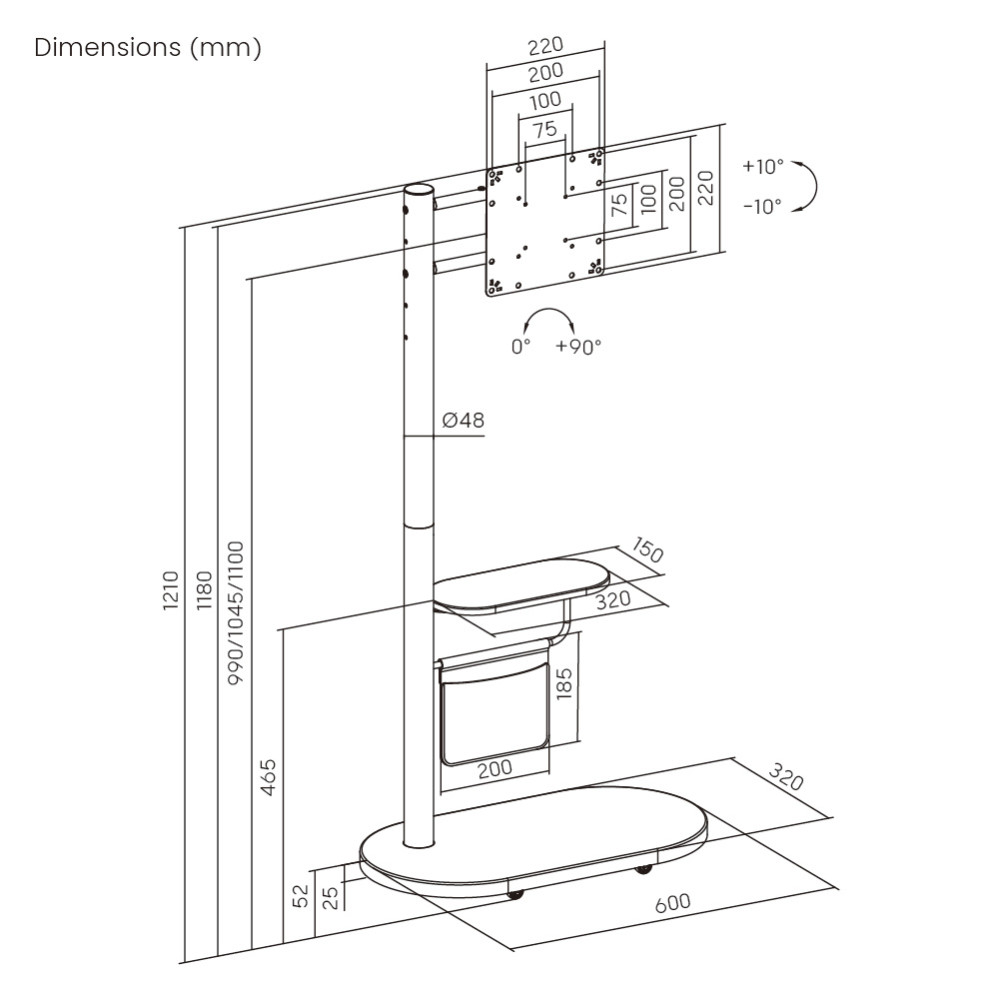BRATECK βάση δαπέδου FS54-22T-02W για τηλεόραση 17-43 BRATECK βάση δαπέδου FS54-22T-02W για τηλεόραση 17-43