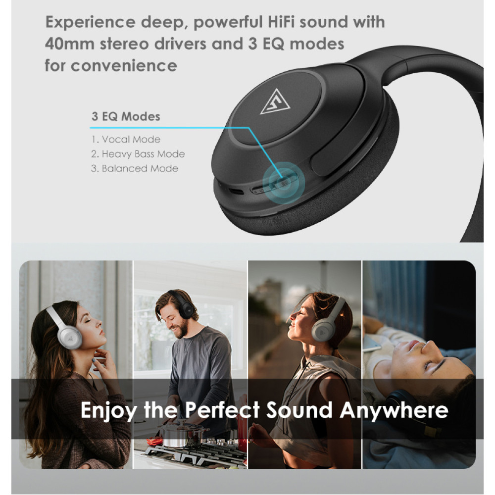 DOQAUS headphones FOCUS 5, ασύρματα & ενσύρματα, Φ40mm, 1000mAh, γκρι DOQAUS headphones FOCUS 5, ασύρματα & ενσύρματα, Φ40mm, 1000mAh, γκρι