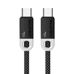 CABLETIME καλώδιο USB-C CT-CM60-PBW, 60W PD, 480Mbps, 1m, μαύρο