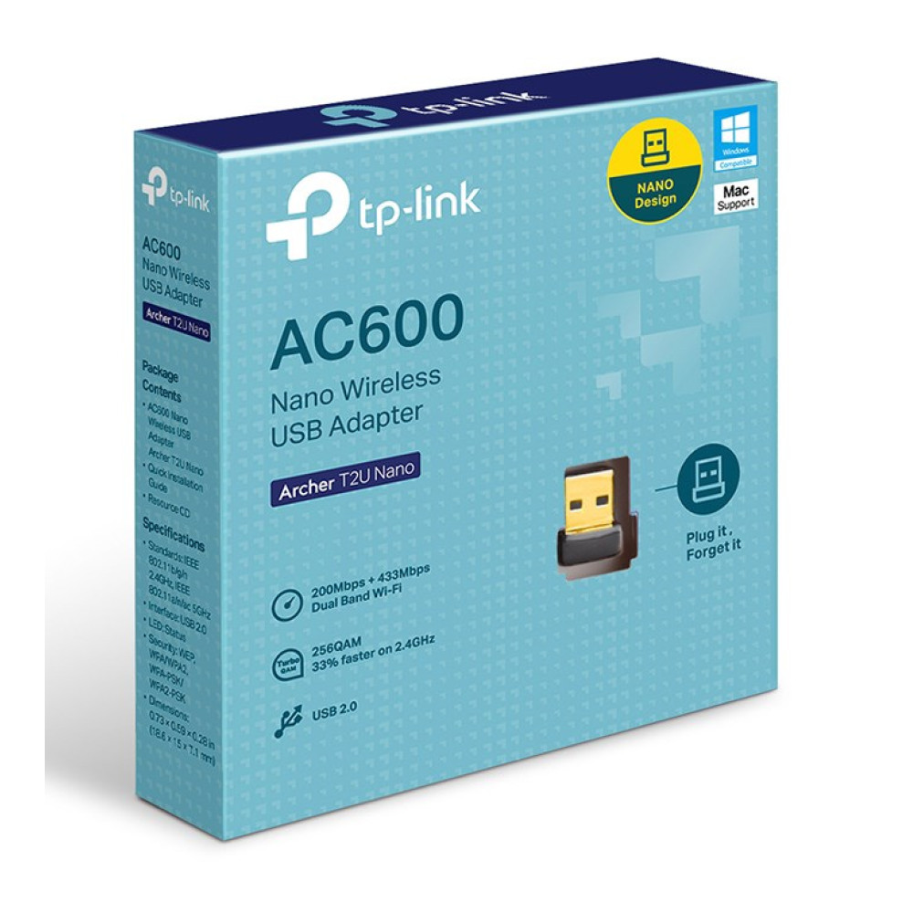 TP-LINK ασύρματος USB αντάπτορας δικτύου Archer T2U Nano, 600Mbps, V.1 TP-LINK ασύρματος USB αντάπτορας δικτύου Archer T2U Nano, 600Mbps, V.1