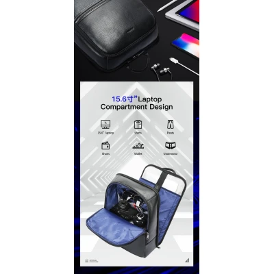 Δερμάτινο Σακίδιο πλάτης 18L Laptop 15,6” Bopai 61-128221 μαύρο Δερμάτινο Σακίδιο πλάτης 18L Laptop 15,6” Bopai 61-128221 μαύρο